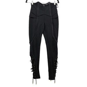 Temperley London Black Lace Up Leg Zip Ankle Corset Waist Pant Size 4 Skinny